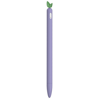 For Apple Pencil 2 Contrasting Color Mint Leaf Silicone Non-slip Protective Cover(Purple) - Pencil Accessories by buy2fix | Online Shopping UK | buy2fix