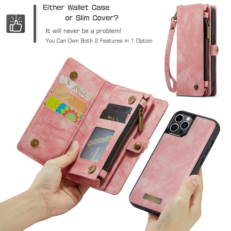 For iPhone 12 / 12 Pro CaseMe-008 Detachable Multifunctional Wallet Leather Phone Case (Pink) - iPhone 12 / 12 Pro Cases by CaseMe | Online Shopping UK | buy2fix