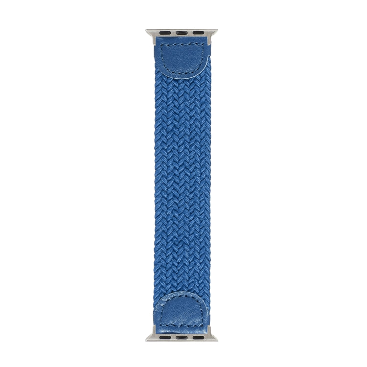 Nylon + Leather Braided Watch Band For Apple Watch Ultra 49mm&Watch Ultra 2 49mm / Series 9&8&7 45mm / SE 3&SE 2&6&SE&5&4 44mm / 3&2&1 42mm, Size:L(Blue) - Watch Bands by buy2fix | Online Shopping UK | buy2fix