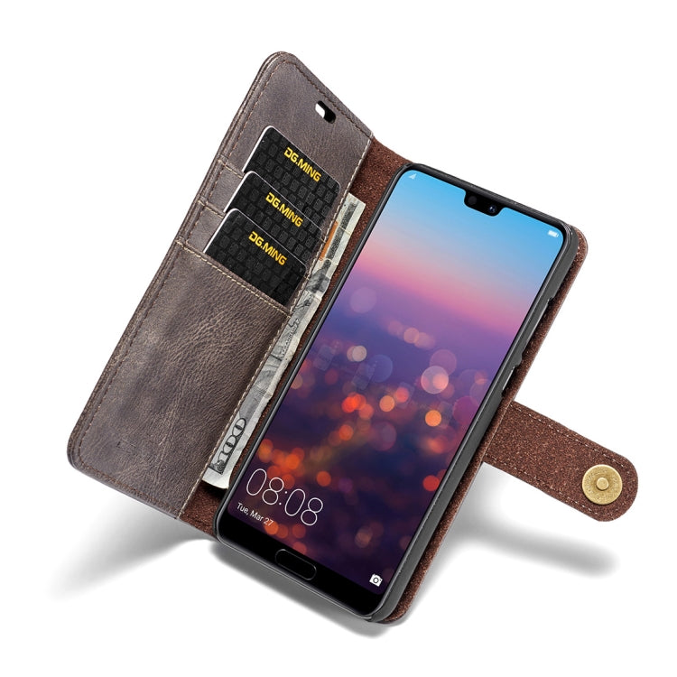 Crazy Horse Texture Flip Detachable Magnetic Leather Case for Huawei P20 Pro, with Holder & Card Slots & Wallet(Grey) - Huawei Cases by DG.MING | Online Shopping UK | buy2fix