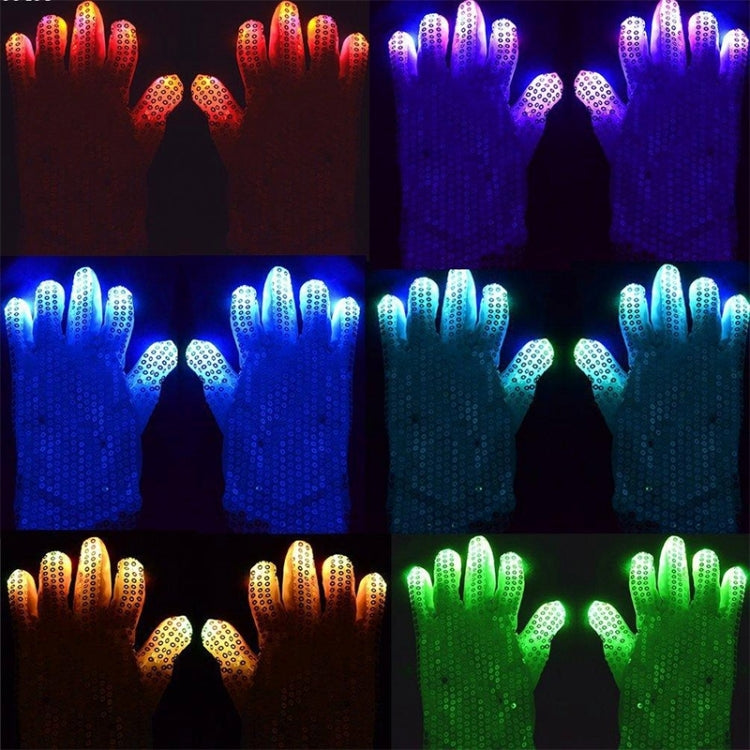 1 Pair Sequins Glowing Gloves LED Flash Gloves Dance and Party Supplies Halloween, Christmas and Other Festival Supplies - Glow Party Supplies by buy2fix | Online Shopping UK | buy2fix