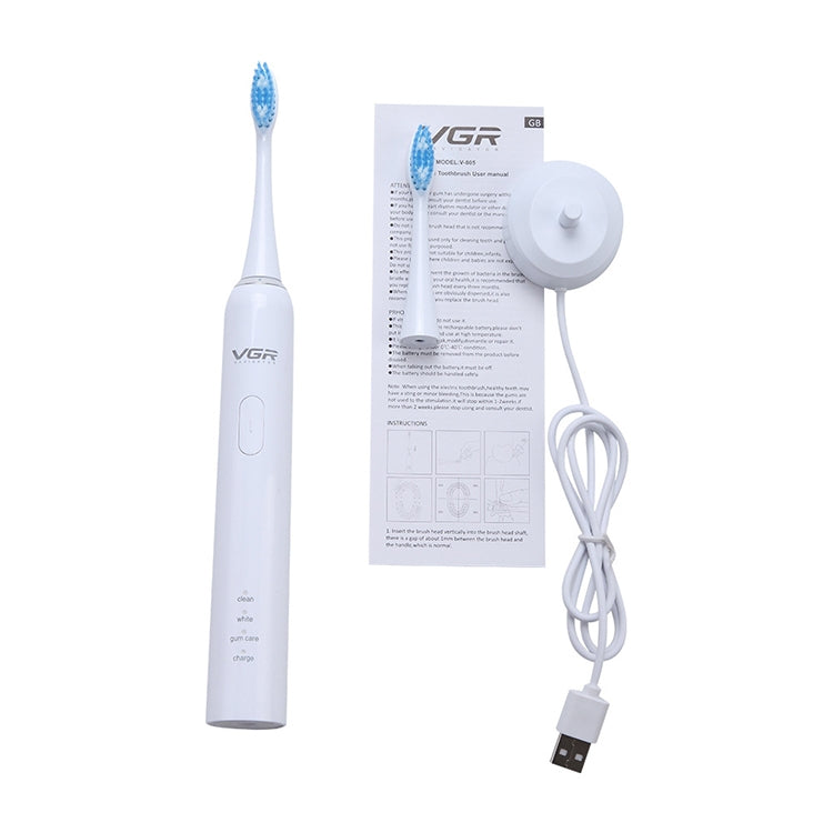 VGR V-805 IPX7 USB Magnetic Suspension Sonic Shock Toothbrush with Memory Function(White) - Toothbrushes by VGR | Online Shopping UK | buy2fix