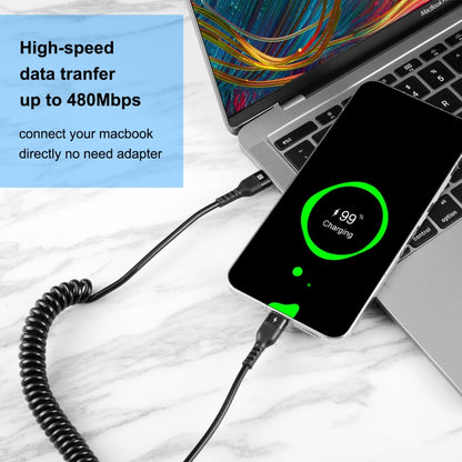 HAWEEL 1m 5A USB-C / Type-C to USB-C / Type-C Retractable Coiled PD Fast Charging Cable - USB-C & Type-C Cable by HAWEEL | Online Shopping UK | buy2fix