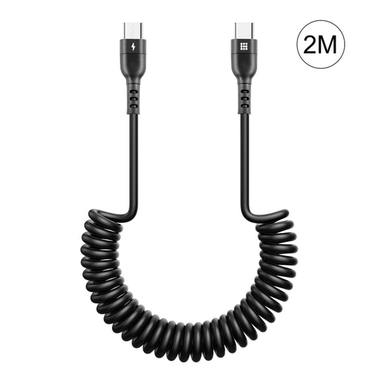 HAWEEL 2m 5A USB-C / Type-C to USB-C / Type-C Retractable Coiled PD Fast Charging Cable - USB-C & Type-C Cable by HAWEEL | Online Shopping UK | buy2fix