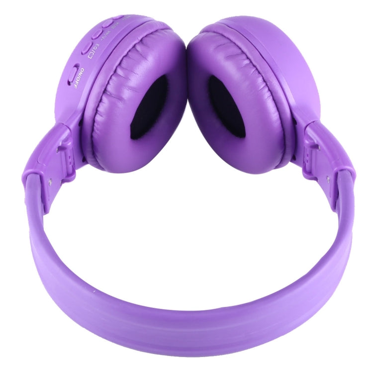 BS-N65 Headband Folding Stereo HiFi Wireless Headphone Headset with LCD Screen & TF Card Slot & LED Indicator Light & FM Function(Purple) - Headset & Headphone by buy2fix | Online Shopping UK | buy2fix