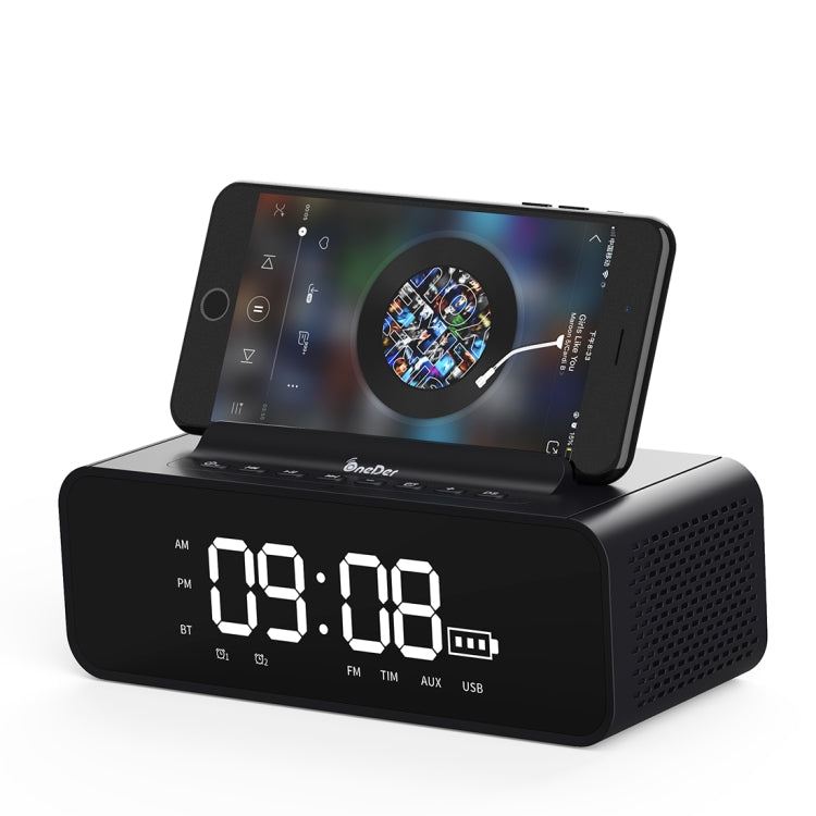 Oneder V06 Smart Sound Box Wireless Bluetooth Speaker, LED Screen Alarm Clock, Support Hands-free & FM & TF Card & AUX & USB Drive (Grey) - Desktop Speaker by OneDer | Online Shopping UK | buy2fix