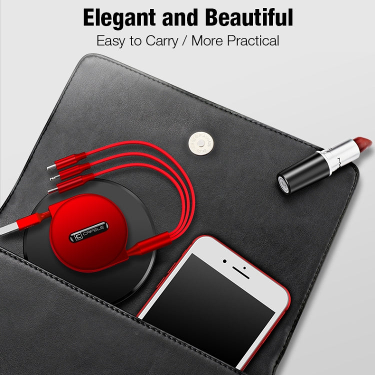 CAFELE 3 In 1 8 Pin + Micro USB + Type-C / USB-C Charging Data Cable, Length: 1.2m(Red) - Multifunction Cable by CAFELE | Online Shopping UK | buy2fix