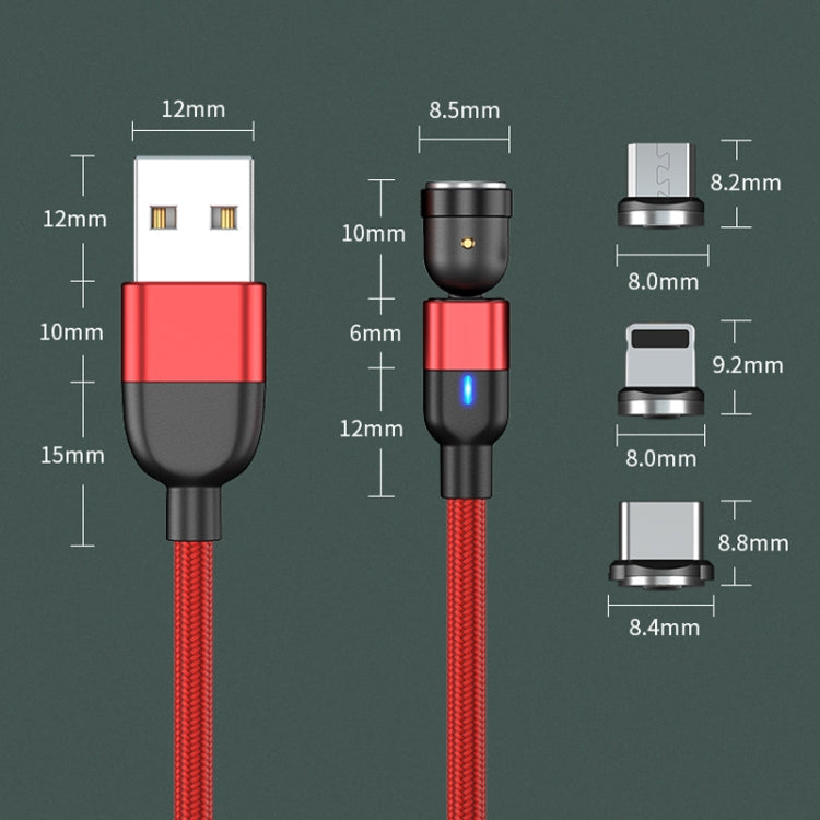 2m 3A Output 3 in 1 USB to 8 Pin + USB-C / Type-C + Micro USB 540 Degree Rotating Magnetic Data Sync Charging Cable(Black) - Charging Cable & Head by buy2fix | Online Shopping UK | buy2fix