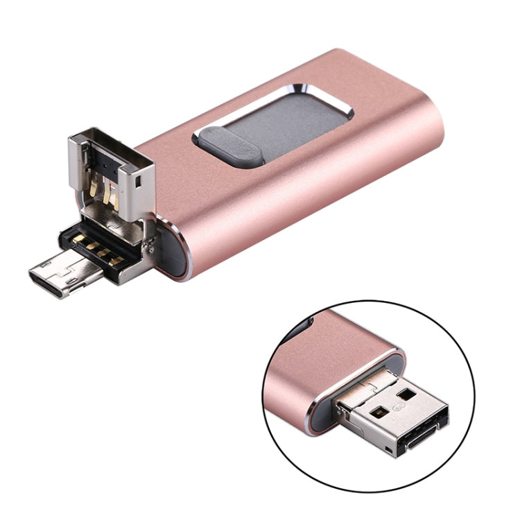 easyflash RQW-01B 3 in 1 USB 2.0 & 8 Pin & Micro USB 64GB Flash Drive(Rose Gold) - U Disk & Card Reader by buy2fix | Online Shopping UK | buy2fix