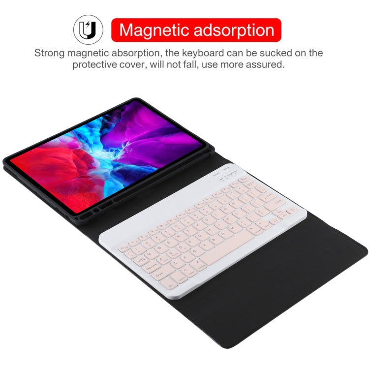 TG11B Detachable Bluetooth Pink Keyboard + Microfiber Leather Tablet Case for iPad Pro 11 inch (2020), with Pen Slot & Holder (Black) - For iPad Pro by buy2fix | Online Shopping UK | buy2fix