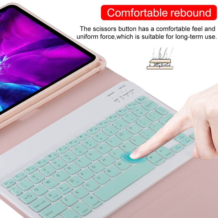 TG11B Detachable Bluetooth Green Keyboard + Microfiber Leather Tablet Case for iPad Pro 11 inch (2020), with Pen Slot & Holder (Pink) - For iPad Pro by buy2fix | Online Shopping UK | buy2fix