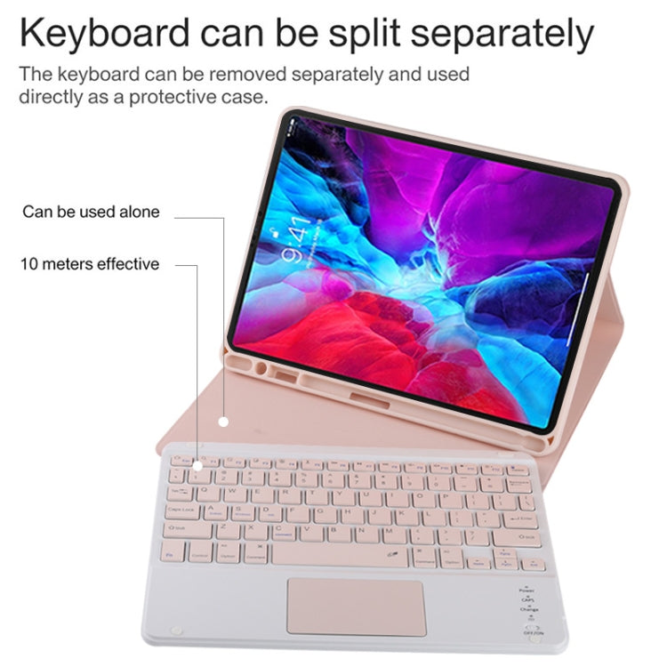 TG11BC Detachable Bluetooth Pink Keyboard Microfiber Leather Tablet Case for iPad Pro 11 inch (2020), with Touchpad & Pen Slot & Holder (Pink) - For iPad Pro by buy2fix | Online Shopping UK | buy2fix