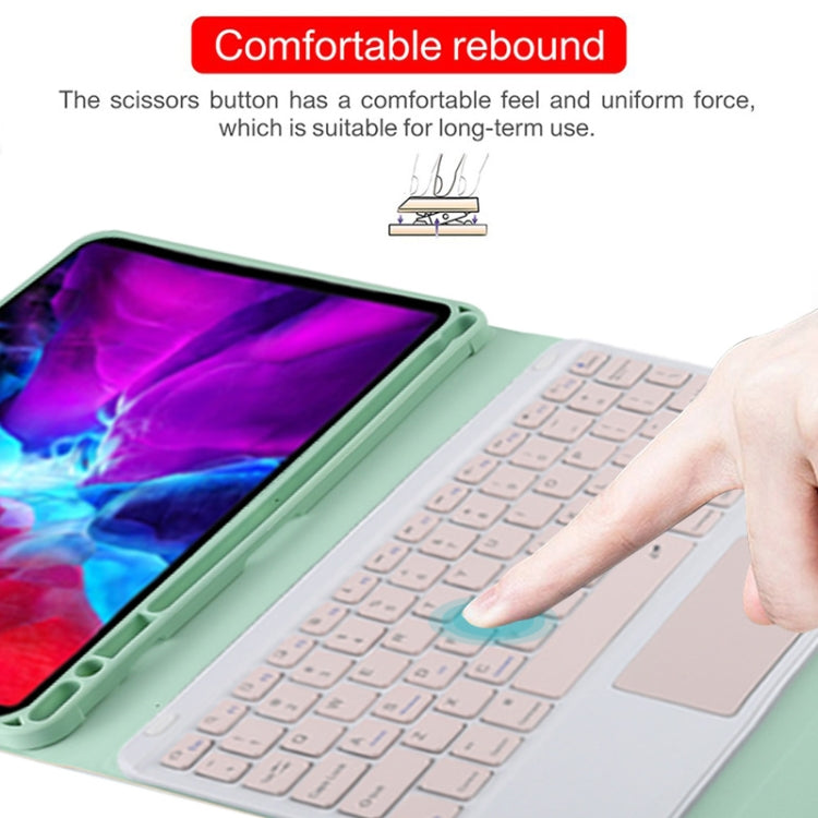 TG11BC Detachable Bluetooth Pink Keyboard Microfiber Leather Tablet Case for iPad Pro 11 inch (2020), with Touchpad & Pen Slot & Holder (Green) - For iPad Pro by buy2fix | Online Shopping UK | buy2fix