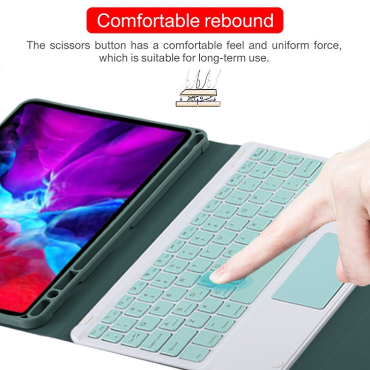 TG11BC Detachable Bluetooth Green Keyboard Microfiber Leather Tablet Case for iPad Pro 11 inch (2020), with Touchpad & Pen Slot & Holder (Dark Green) - For iPad Pro by buy2fix | Online Shopping UK | buy2fix