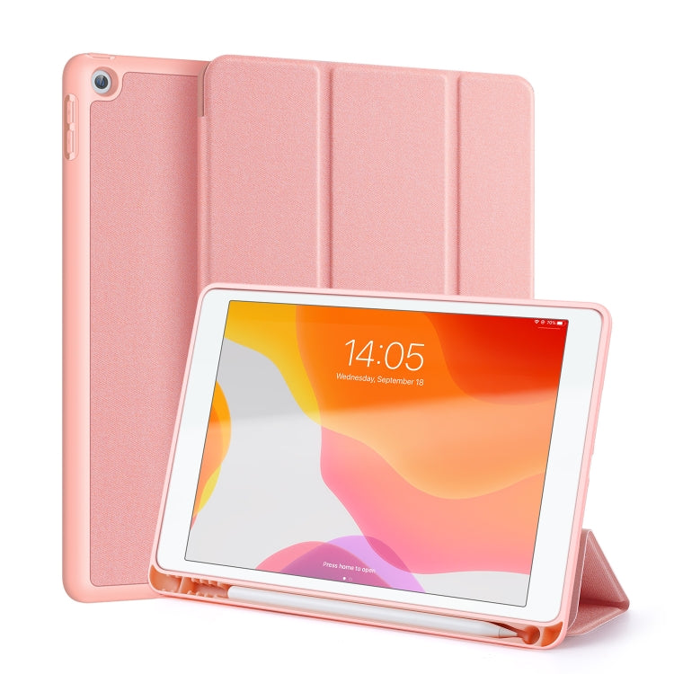 For iPad 10.2 DUX DUCIS Domo Series Horizontal Flip Magnetic PU Leather Case with Three-folding Holder & Pen Slot & Sleep / Wake-up Function (Pink) - iPad 10.2 Cases by DUX DUCIS | Online Shopping UK | buy2fix