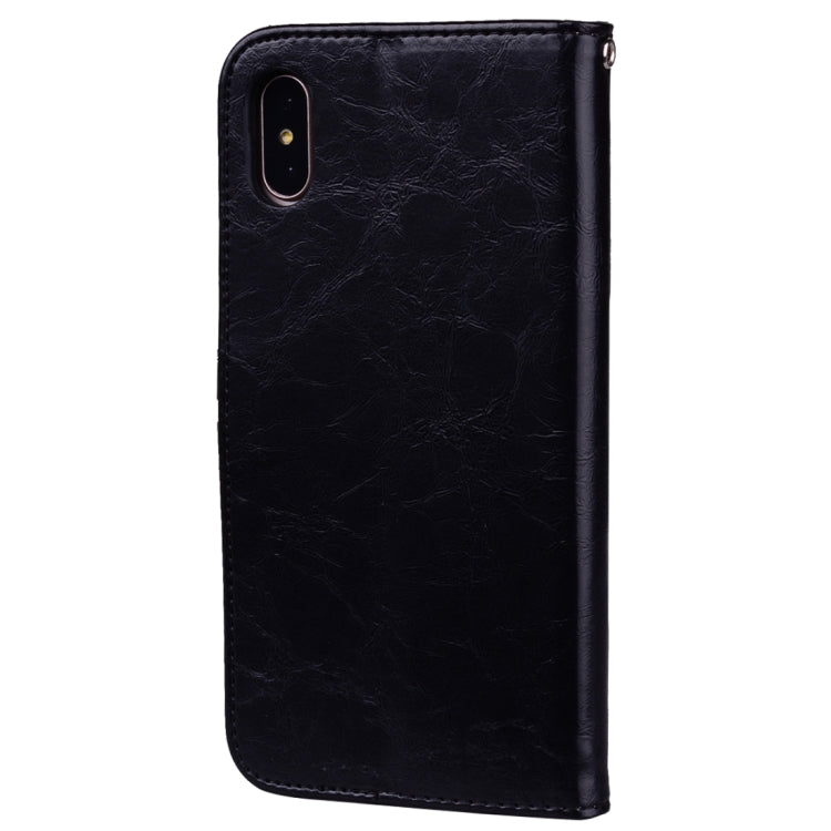 For iPhone X / XS Business Style Oil Wax Texture Horizontal Flip Leather Case with Holder & Card Slots & Wallet (Black) - More iPhone Cases by buy2fix | Online Shopping UK | buy2fix