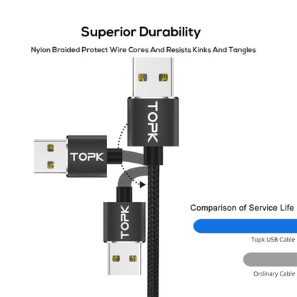 TOPK AM23 2m 2.4A Max USB to 8 Pin Nylon Braided Magnetic Charging Cable with LED Indicator(Black) - Charging Cable & Head by TOPK | Online Shopping UK | buy2fix