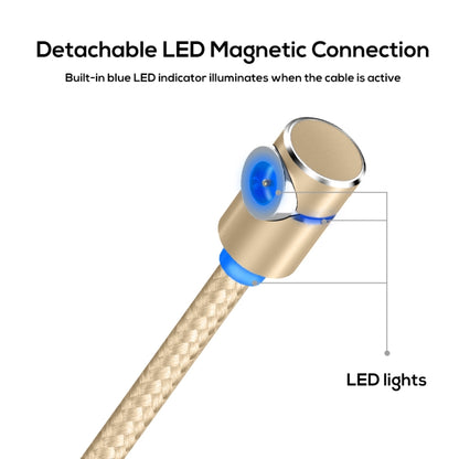 TOPK AM30 2m 2.4A Max USB to 8 Pin + USB-C / Type-C + Micro USB 90 Degree Elbow Magnetic Charging Cable with LED Indicator(Gold) - Charging Cable & Head by TOPK | Online Shopping UK | buy2fix