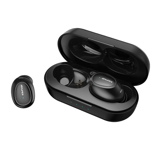 awei T16 TWS Bluetooth V5.0 Ture Wireless Sports Headset with Charging Case(Black) - TWS Earphone by awei | Online Shopping UK | buy2fix