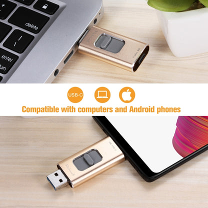 Richwell 3 in 1 16G Type-C + 8 Pin + USB 3.0 Metal Push-pull Flash Disk with OTG Function(Rose Gold) - U Disk & Card Reader by Richwell | Online Shopping UK | buy2fix