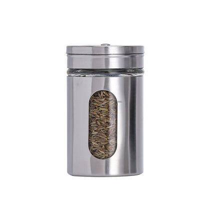 Stainless Steel Glass Seasoning Jar Kitchen Supplies - Condiment Bottles & Hip Flasks by buy2fix | Online Shopping UK | buy2fix