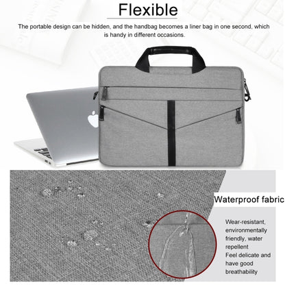 14.1 inch Breathable Wear-resistant Fashion Business Shoulder Handheld Zipper Laptop Bag with Shoulder Strap (Dark Gray) - 14.1 inch by buy2fix | Online Shopping UK | buy2fix