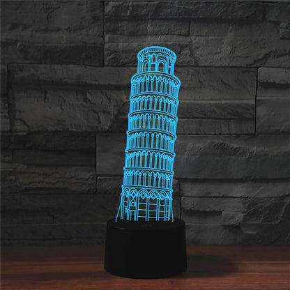 Paris Leaning Tower Shape 3D Colorful LED Vision Light Table Lamp, USB & Battery Version - Novelty Lighting by buy2fix | Online Shopping UK | buy2fix
