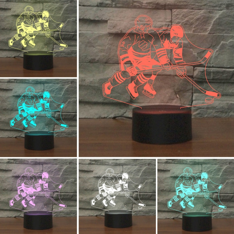 Playing Ice Hockey Shape 3D Colorful LED Vision Light Table Lamp, Charging Touch Version - Novelty Lighting by buy2fix | Online Shopping UK | buy2fix