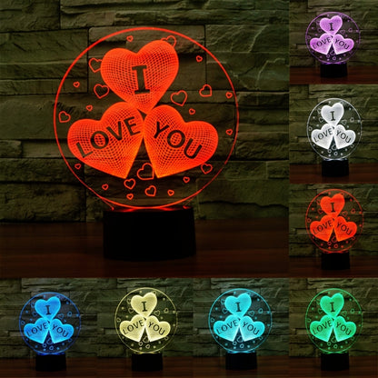 Three Hearts Shape 3D Touch Switch Control LED Night Light , 7-color Discoloration Creative Visual Stereo Lamp Desk Lamp Novelty Gift - Novelty Lighting by buy2fix | Online Shopping UK | buy2fix