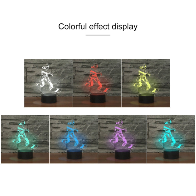 Skate Boy Shape 3D Colorful LED Vision Light Table Lamp, 16 Colors Remote Control Version - Novelty Lighting by buy2fix | Online Shopping UK | buy2fix