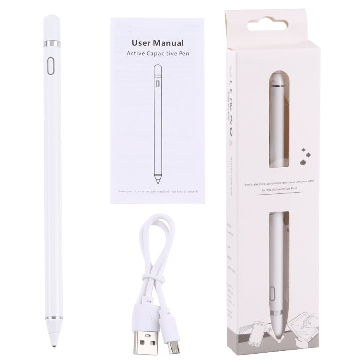 Universal Active Capacitive Stylus Pen(White) - Stylus Pen by buy2fix | Online Shopping UK | buy2fix