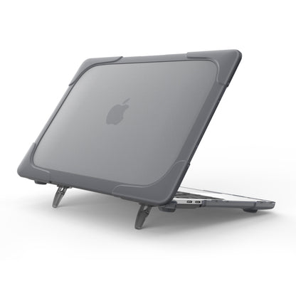 For Macbook Pro 13.3 inch (A1708) & with Touchbar (A1706) Laptop TPU + PC Folding Shockproof Protective Case with Holder(Grey) - MacBook Pro Cases by buy2fix | Online Shopping UK | buy2fix