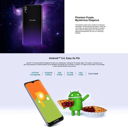 DOOGEE Y8, 3GB+32GB, Dual Back Cameras, Face ID & DTouch Fingerprint, 6.1 inch Water-drop Screen Android 9.0 MTK6739 Quad Core up to 1.5GHz, Network: 4G, OTA, Dual SIM(Midnight Black) - DOOGEE by DOOGEE | Online Shopping UK | buy2fix