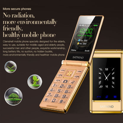 SATREND A15-M Dual-screen Flip Elder Phone, 3.0 inch + 1.77 inch, MTK6261D, Support FM, Network: 2G, Big Keys, Dual SIM(Gold) - SATREND by SATREND | Online Shopping UK | buy2fix