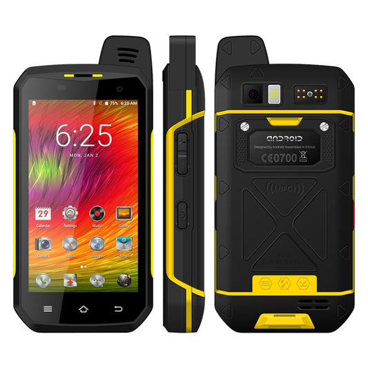 UNIWA B6000 PTT Walkie Talkie Rugged Phone, 2GB+16GB, IP68 Waterproof Dustproof Shockproof, 5000mAh Battery, 4.7 inch Android 9.0 MTK6762 Octa Core up to 2.0GHz, Network: 4G, NFC, OTG (Yellow) - UNIWA by UNIWA | Online Shopping UK | buy2fix