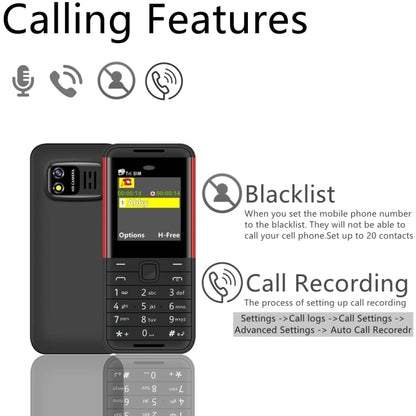 SERVO BM5310 Mini Mobile Phone, English Key, 1.33 inch, MTK6261D, 21 Keys, Support Bluetooth, FM, Magic Sound, Auto Call Record, GSM, Triple SIM (Black Red) - SERVO by SERVO | Online Shopping UK | buy2fix