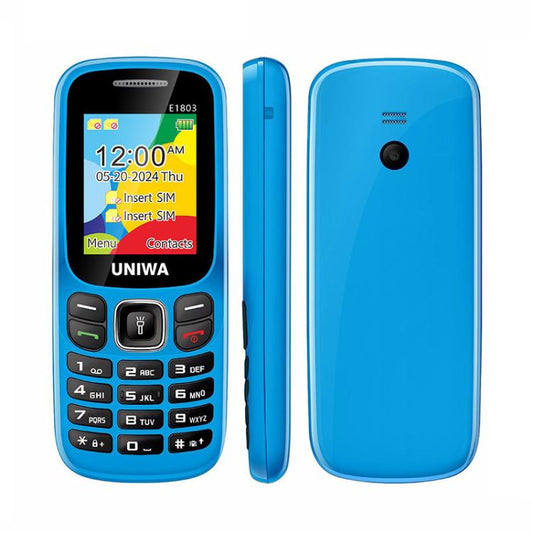 UNIWA E1803 Elder Keypad Phone, 1.77 inch SC6531E, LED Flashlight, 21 Keys, Network: 2G, EU Plug (Blue) - UNIWA by UNIWA | Online Shopping UK | buy2fix