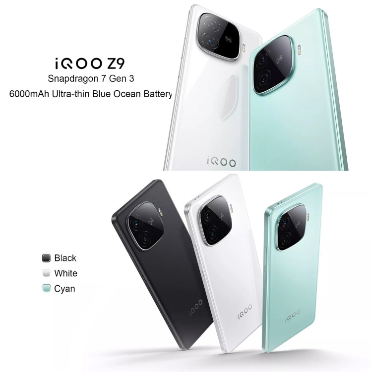 vivo iQOO Z9, Dual Back Cameras, 12GB+256GB, Face ID Screen Fingerprint Identification, 6.78 inch Android 14.0 OriginOS 4 Snapdragon 7 Gen 3 Octa Core 2.63GHz, OTG, NFC, Network: 5G, Support Google Play (Black) - vivo by vivo | Online Shopping UK | buy2fix