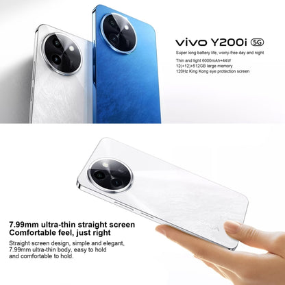 vivo Y200i, Dual Back Cameras, 12GB+256GB, Face ID Screen Fingerprint Identification, 6.72 inch Android 14.0 OriginOS 4 Snapdragon 4 Gen 2 Octa Core 2.2GHz, OTG, Network: 5G, Support Google Play (Blue) - vivo by vivo | Online Shopping UK | buy2fix