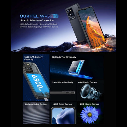 Oukitel WP50 5G Rugged Phone, 4GB+256GB, 6.6 inch Android 14.0 MediaTek Dimensity 6100+ Octa-core, NFC, OTG, Network: 5G (Black) - OUKITEL by OUKITEL | Online Shopping UK | buy2fix