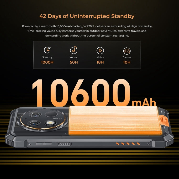 Oukitel WP28 S IP68/IP69K Rugged Phone, 4GB+128GB, Fingerprint, 6.52 inch Unisoc T606 Octa-core, NFC, OTG, Network: 4G (Orange) - OUKITEL by OUKITEL | Online Shopping UK | buy2fix