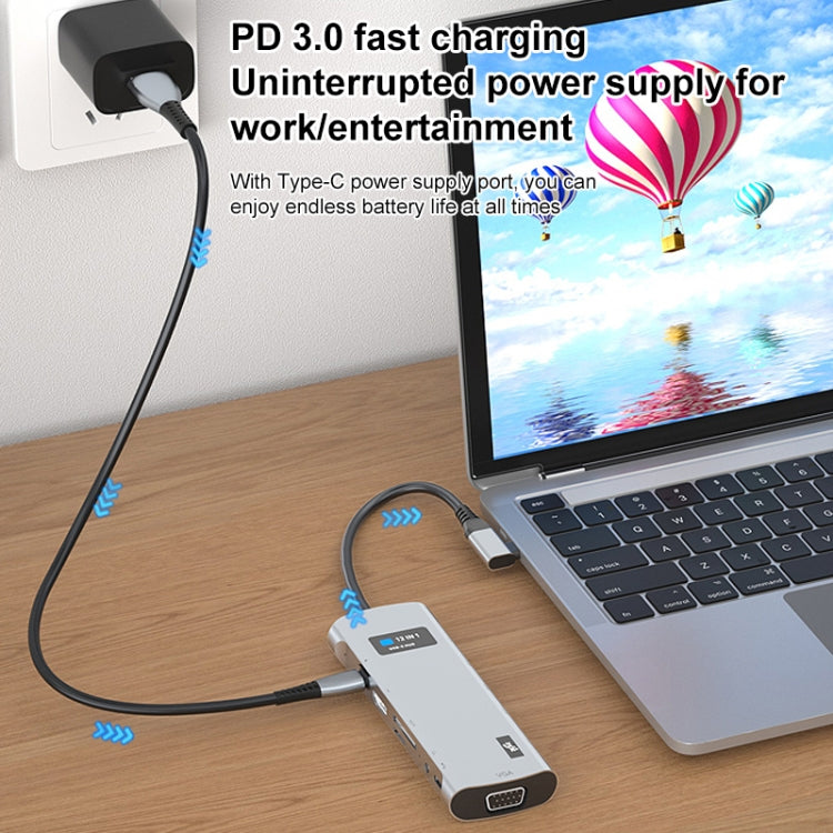 V261A 12 in 1 Elbow USB-C/Type-C to USB Digital Display Docking Station HUB Adapter - USB HUB by buy2fix | Online Shopping UK | buy2fix