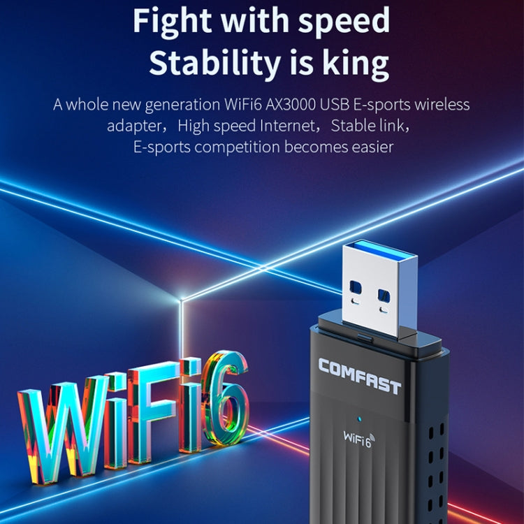 COMFAST CF-970AX 3000Mbps Dual Band Wireless Network Card WiFi6 USB Adapter - USB Network Adapter by COMFAST | Online Shopping UK | buy2fix