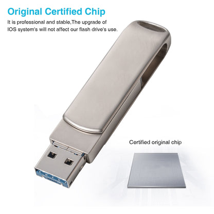 Richwell 3 in 1 32G Micro USB + 8 Pin + USB 3.0 Metal Rotating Push-pull Flash Disk with OTG Function(Silver) - U Disk & Card Reader by Richwell | Online Shopping UK | buy2fix