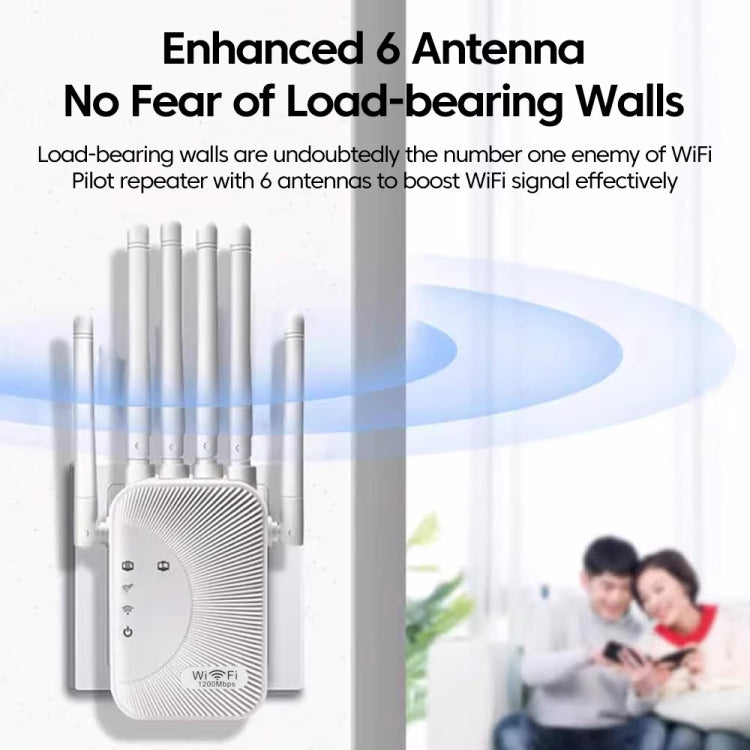 SM-011 Six-antenna 1200M Repeater WiFi Wireless Router (EU Plug) - Wireless Routers by buy2fix | Online Shopping UK | buy2fix