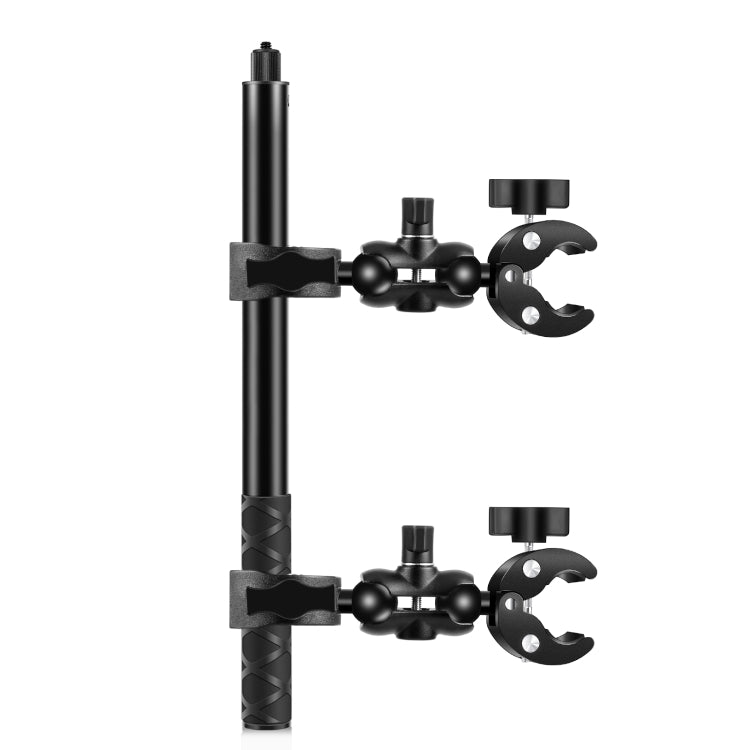 PULUZ Cycling Quick Release Bracket with 150cm Selfie Stick Set, Double Dual-heads Crabs Clamps Handlebar Fixed Mount (Black) - Bicycle Handlebar Mount by PULUZ | Online Shopping UK | buy2fix