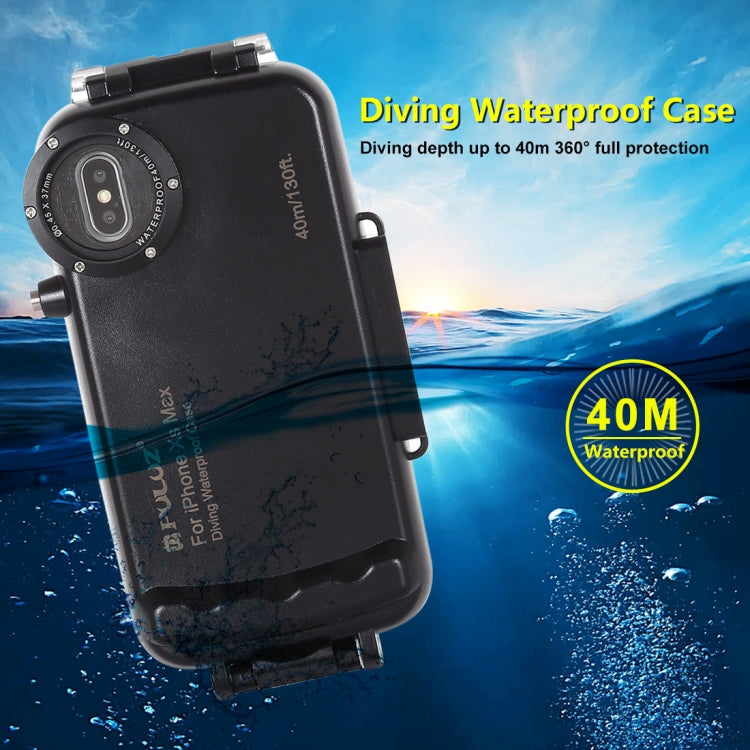 For iPhone XS Max PULUZ 40m/130ft Waterproof Diving Case, Photo Video Taking Underwater Housing Cover(Black) - More iPhone Cases by PULUZ | Online Shopping UK | buy2fix