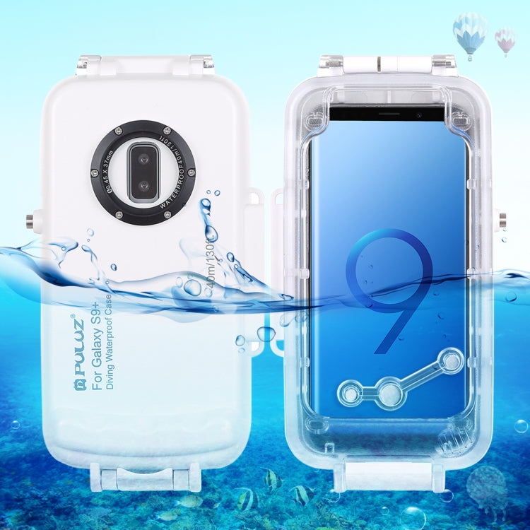 PULUZ 40m/130ft Waterproof Diving Case for Galaxy S9+, Photo Video Taking Underwater Housing Cover, Only Support Android 8.0.0 or below(White) - Galaxy Phone Cases by PULUZ | Online Shopping UK | buy2fix