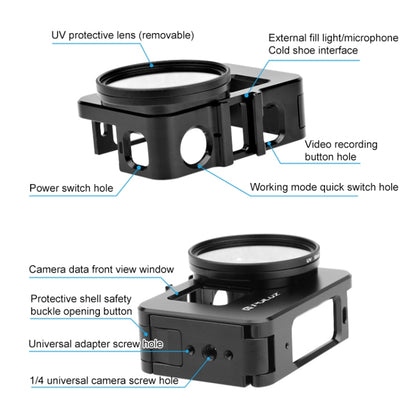 For Insta360 Ace Pro / Ace PULUZ Metal Cage Adapter Frame with 52mm UV Filter & Adapter Ring (Black) - Mount & Holder by PULUZ | Online Shopping UK | buy2fix
