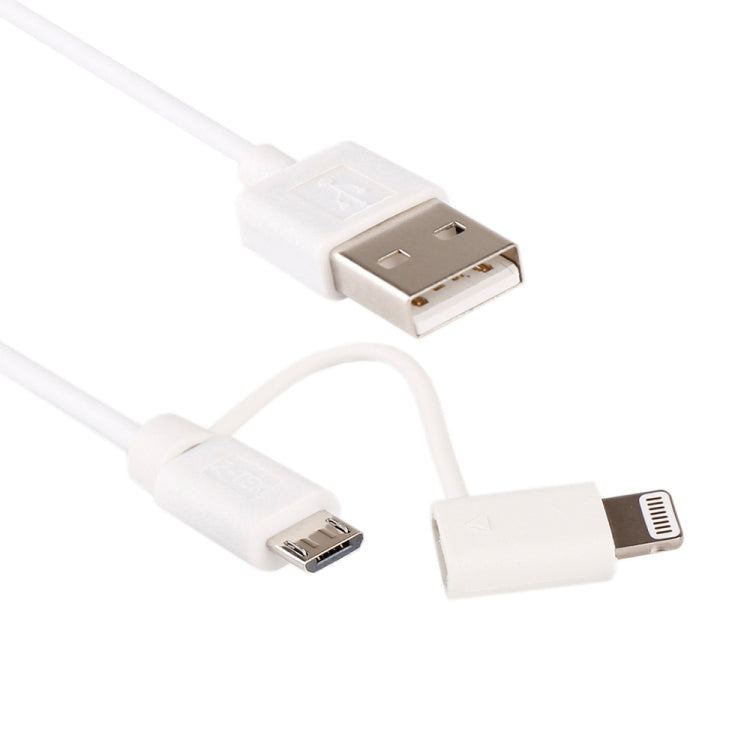 1m MFI 2 in 1 8 pin + Micro USB 2.0 Male to USB Data Sync Charging Cable(White) - MFI Cable by buy2fix | Online Shopping UK | buy2fix
